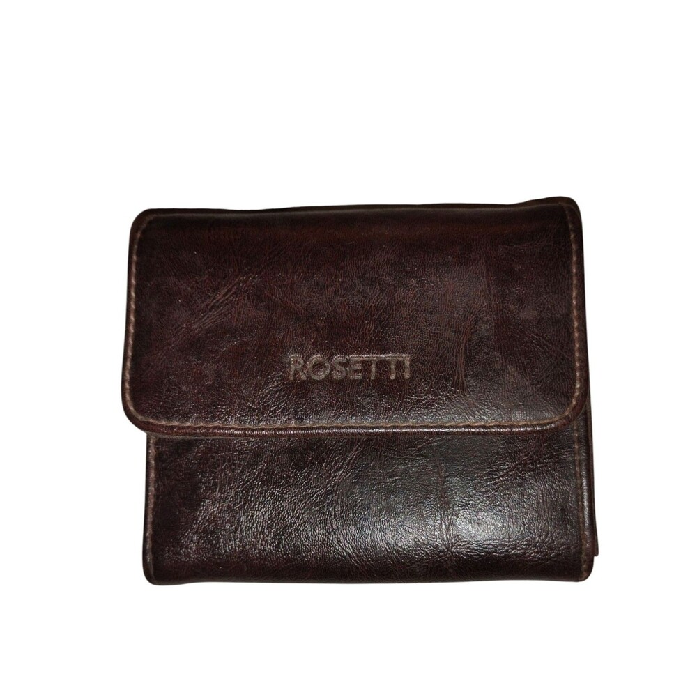 Rosetti Brown Leather Wallet with Zipper Closure